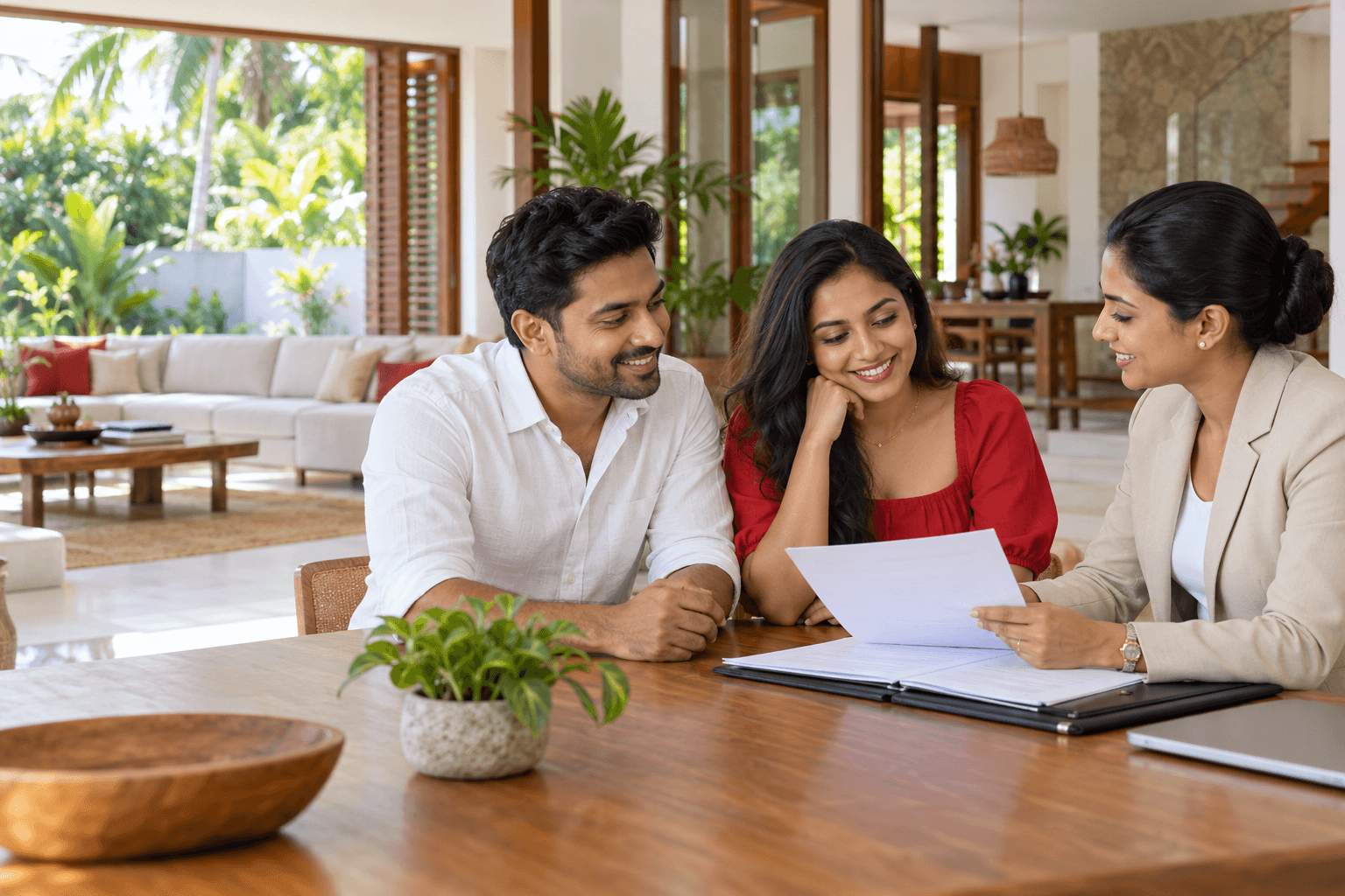 Sri Lankan couple discussing a home loan